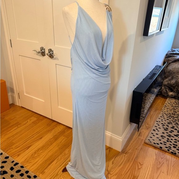 Peppermayo Pale Blue Draped Cowl Maxi Dress - Picture 9 of 14